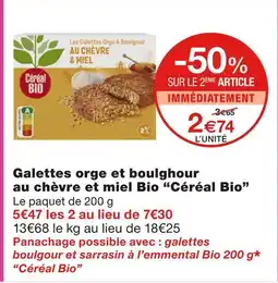 Céréal Bio Galettes orge et boulghour au chèvre et miel Bio