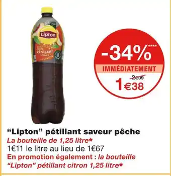 Monoprix Lipton Pétillant saveur pêche offre
