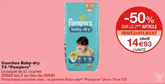 Monoprix Pampers Couches Baby-dry T3 offre