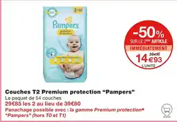 Monoprix Pampers Couches T2 Premium protection offre