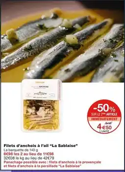 Monoprix La Sablaise Filets d'anchois à l'ail offre