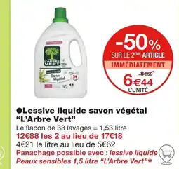 Monoprix L’Arbre Vert ●Lessive liquide savon végétal offre