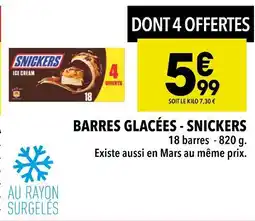 SNICKERS BARRES GLACĂES