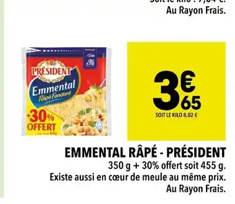 Supeco PRÉSIDENT EMMENTAL RÂPÉ offre