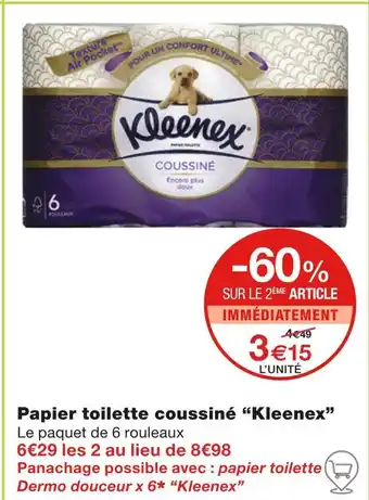 Monoprix Kleenex Papier toilette coussiné offre