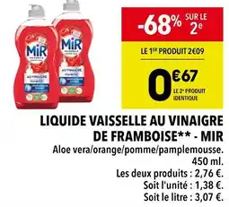 Supeco MIR LIQUIDE VAISSELLE AU VINAIGRE DE FRAMBOISE offre