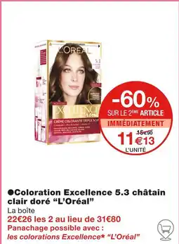 Monoprix L’Oréal ●Coloration Excellence 5.3 châtain clair doré offre