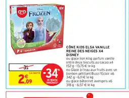 Intermarché CÔNE KIDS ELSA VANILLE REINE DES NEIGES X4 offre