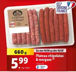 Lidl Plateau chipolatas & merguez offre
