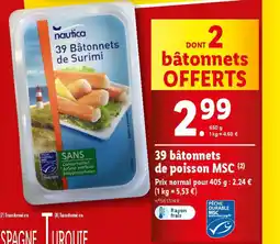 Lidl 39 bâtonnets de poisson MSC offre