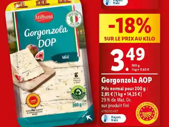 Lidl Gorgonzola AOP offre