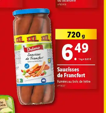 Lidl Saucisses de Francfort offre