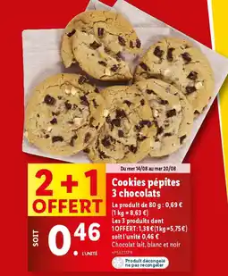 Lidl Cookies pépites 3 chocolats offre
