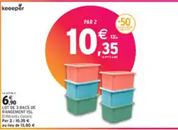 Intermarché LOT DE 3 BACS DE RANGEMENT 15L offre