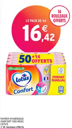 Intermarché PAPIER HYGIENIQUE CONFORT X50 ROSE LOTUS offre