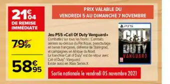 Carrefour Market Jeu Ps5 «call Of Duty Vanguard» offre