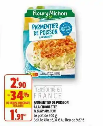 Coccimarket Parmentier De Poisson à La Ciboulette Fleury Michon offre