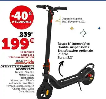 Hyper U Trottinette Urbandride 8x Connect Urban Glide offre