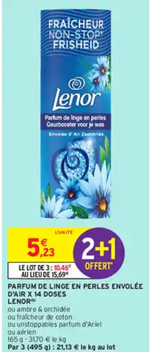 Intermarché PARFUM DE LINGE EN PERLES ENVOLÉE D'AIR X 14 DOSES LENOR offre