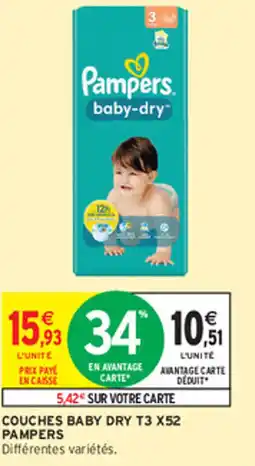 Intermarché COUCHES BABY DRY T3 X52 PAMPERS offre