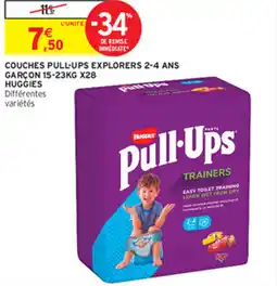 Intermarché COUCHES PULL-UPS EXPLORERS 2-4 ANS GARÇON 15-23KG X28 HUGGIES offre