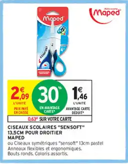 CISEAUX SCOLAIRES "SENSOFT" 13,5CM POUR DROITIER MAPED