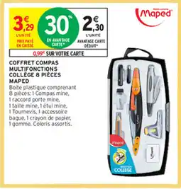 Intermarché COFFRET COMPAS MULTIFONCTIONS COLLÈGE 8 PIÈCES MAPED offre