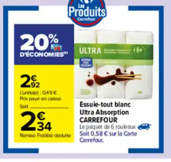 Carrefour Market Essuie-tout blanc Ultra Absorption offre