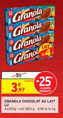 Intermarché Hyper GRANOLA CHOCOLAT AU LAIT LU offre