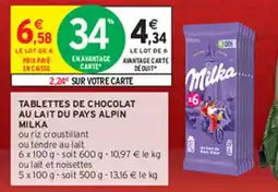 Intermarché Hyper TABLETTES DE CHOCOLAT AU LAIT DU PAYS ALPIN MILKA offre
