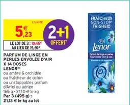 Intermarché Hyper PARFUM DE LINGE EN PERLES ENVOLÉE D'AIR X 14 DOSES LENOR offre