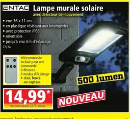 Norma ENTAC Lampe murale solaire offre