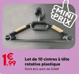 Maxi Bazar Lot de 10 cintres à tête rotative plastique offre