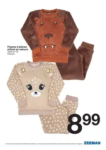 Pyjama 2 pièces enfant en velours