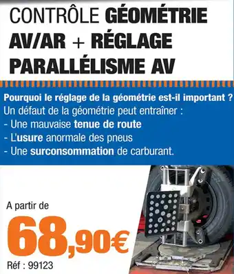 Contrôle géométrie av/ar + réglage parallélisme av