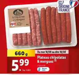 Lidl Plateau chipolatas & merguez offre