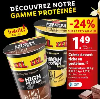 Lidl Crème dessert riche en protéines offre