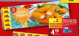 Lidl Bâtonnets de colin d'Alaska MSC panés offre