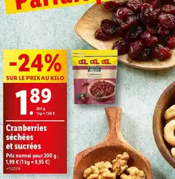 Lidl Cranberries séchées et sucrées offre