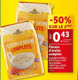 Lidl Flocons d'avoine complets offre
