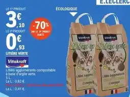 E.Leclerc Vitakraft - litière agglomérante compostable à base d'argile verte offre