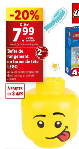 Lidl Boîte de rangement en forme de tête LEGO offre