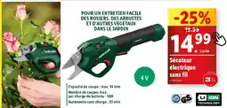 Lidl Sécateur électrique sans fil offre
