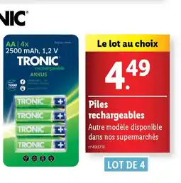Lidl Piles rechargeables offre