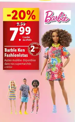 Lidl Barbie Ken Fashionistas offre