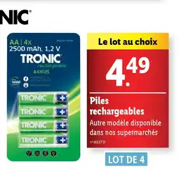 Lidl Piles rechargeables offre
