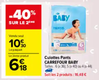 Carrefour Market Culottes Pants Carrefour Baby offre
