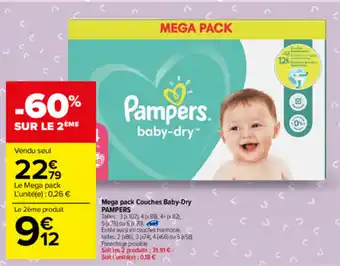 Carrefour Market Mega pack Couches Baby-Dry offre