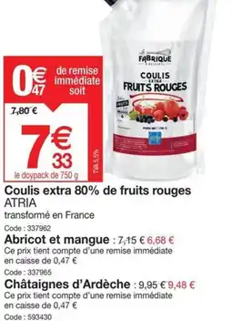 Promocash Coulis extra 80% de fruits rouges offre