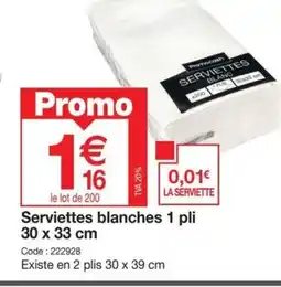 Promocash Serviettes blanches 1 pli offre